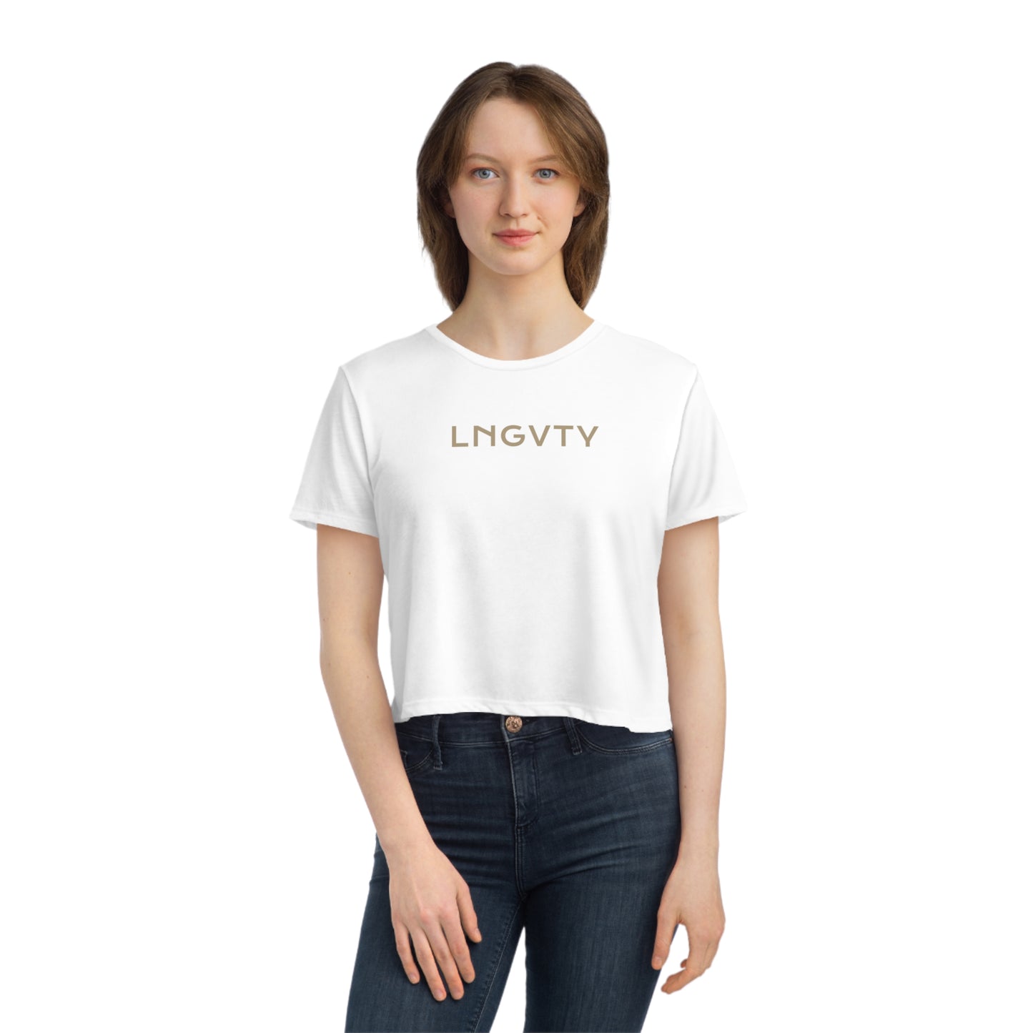 Lngvty Women's Flowy Cropped Tee