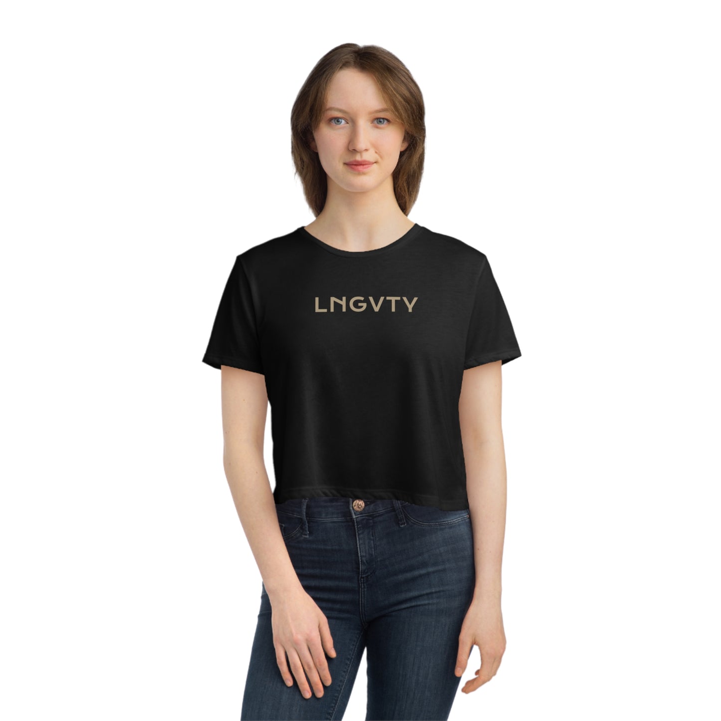 Lngvty Women's Flowy Cropped Tee